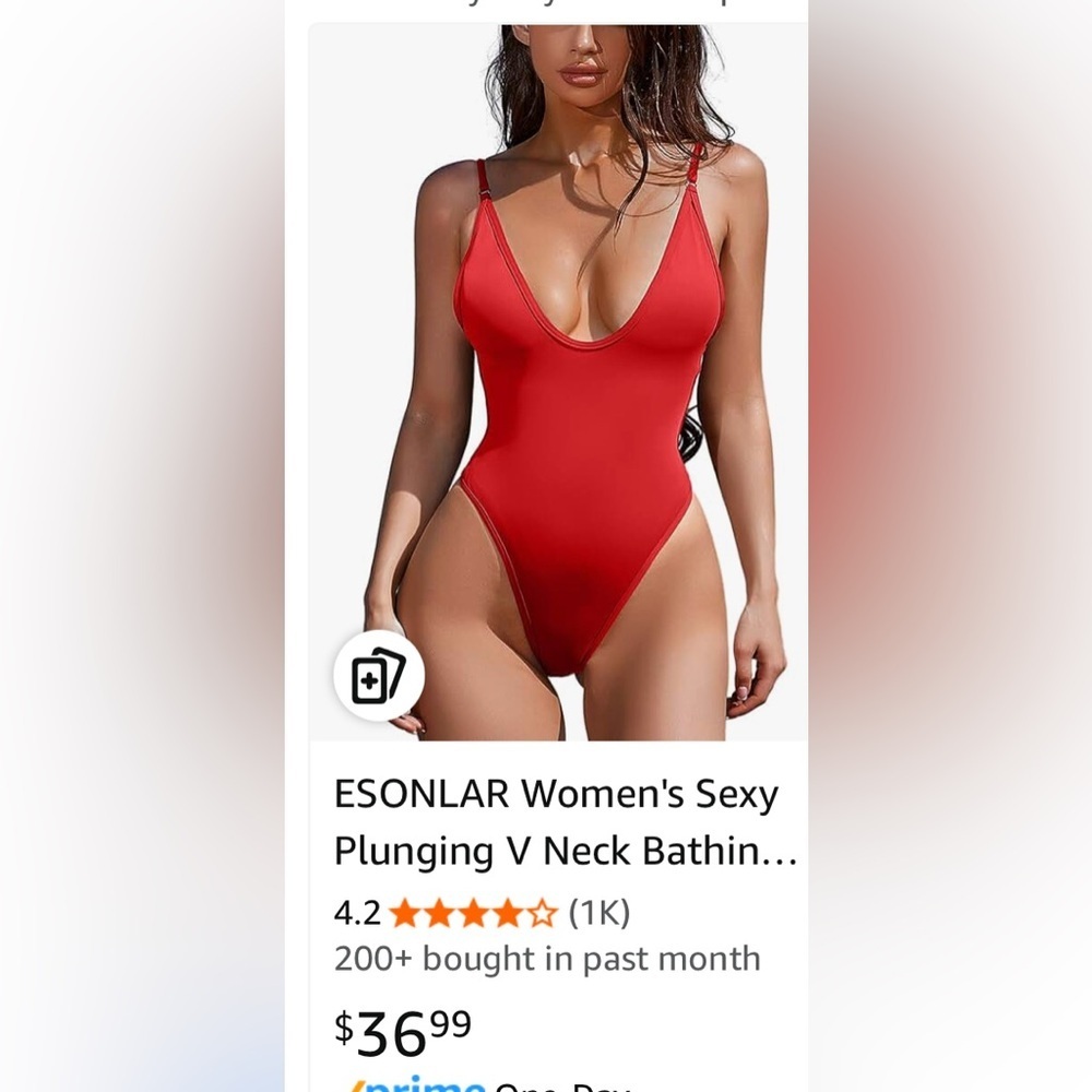 Women's Sexy Plunging V Neck Thong Bathing Suit Open Back 1 Piece Swimsuit small